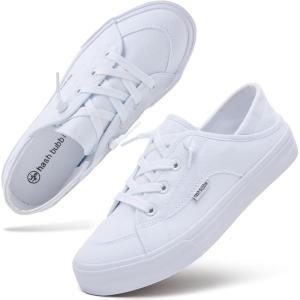 imagehash bubbie Womens Slip on Shoes Canvas Shoes Non Slip Fashion Sneakers for Women Low Top LoafersWhite