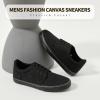 imagehash bubbie Mens Canvas Shoes Classic Mens Canvas Sneakers Low Top Tennis Shoes Lace up Comfortable Skate Casual ShoesFull Black
