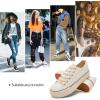 imagehash bubbie Platform Sneakers for Women White Platform Shoes Low Top Tennis Shoes Non Slip Black Fashion Canvas SneakersBeige