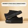 imagehash bubbie Platform Sneakers for Women White Platform Shoes Low Top Tennis Shoes Non Slip Black Fashion Canvas SneakersFull Black