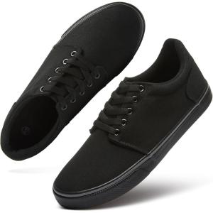 imagehash bubbie Mens Canvas Shoes Classic Mens Canvas Sneakers Low Top Tennis Shoes Lace up Comfortable Skate Casual ShoesFull Black