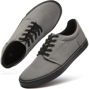 imagehash bubbie Mens Canvas Shoes Classic Mens Canvas Sneakers Low Top Tennis Shoes Lace up Comfortable Skate Casual ShoesGrey