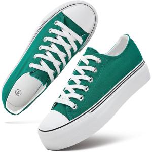 imagehash bubbie Platform Sneakers for Women White Platform Shoes Low Top Tennis Shoes Non Slip Black Fashion Canvas SneakersDark Green