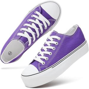 imagehash bubbie Platform Sneakers for Women White Platform Shoes Low Top Tennis Shoes Non Slip Black Fashion Canvas SneakersDark Purple