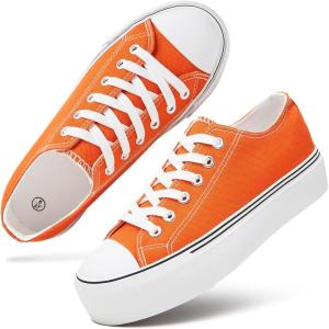 imagehash bubbie Platform Sneakers for Women White Platform Shoes Low Top Tennis Shoes Non Slip Black Fashion Canvas SneakersOrange
