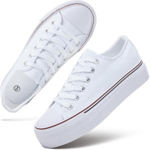 imagehash bubbie Platform Sneakers for Women White Platform Shoes Low Top Tennis Shoes Non Slip Black Fashion Canvas SneakersWhite