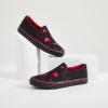 imageWomens Slip on Shoes Canvas Sneakers Loafers Non Slip Shoes Low Top Casual ShoesFull Blackred