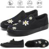 imageWomens Slip on Shoes Canvas Sneakers Loafers Non Slip Shoes Low Top Casual ShoesFull Blackwhite