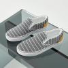 imageWomens Slip on Shoes Canvas Sneakers Loafers Non Slip Shoes Low Top Casual ShoesGray Stripe