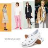 imageWomens Slip on Shoes Canvas Sneakers Loafers Non Slip Shoes Low Top Casual ShoesWhiteblue