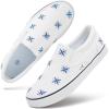 imageWomens Slip on Shoes Canvas Sneakers Loafers Non Slip Shoes Low Top Casual ShoesWhiteblue