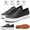 imageWomens Slip on Shoes PU Leather Slip on Sneaker Fashion White Tennis Shoes Low Top Black Casual ShoesBlack