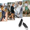 imageWomens Slip on Shoes PU Leather Slip on Sneaker Fashion White Tennis Shoes Low Top Black Casual ShoesBlack