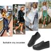 imageWomens Slip on Shoes PU Leather Slip on Sneaker Fashion White Tennis Shoes Low Top Black Casual ShoesFull Black