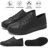 imageWomens Slip on Shoes PU Leather Slip on Sneaker Fashion White Tennis Shoes Low Top Black Casual ShoesFull Black