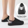 imageWomens Slip on Shoes PU Leather Slip on Sneaker Fashion White Tennis Shoes Low Top Black Casual ShoesFull Black