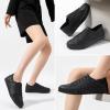 imageWomens Slip on Shoes PU Leather Slip on Sneaker Fashion White Tennis Shoes Low Top Black Casual ShoesFull Black