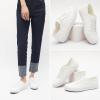 imageWomens Slip on Shoes PU Leather Slip on Sneaker Fashion White Tennis Shoes Low Top Black Casual ShoesWhite
