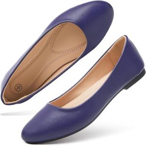 imageHash Bubbie Womens Flats Shoes Ballet Flats Dress Shoes Comfortable PU Leather Slip on Shoes for WomenDark Purple