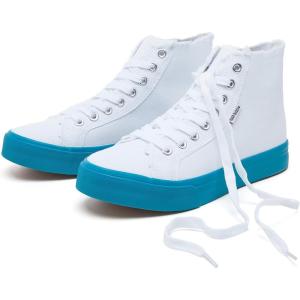 imagehash bubbie Unisex Canvas High top Sneakers Womens Classic Fashion High Tops Canvas Shoes Casual Tennis Shoes for MenWhite Blue