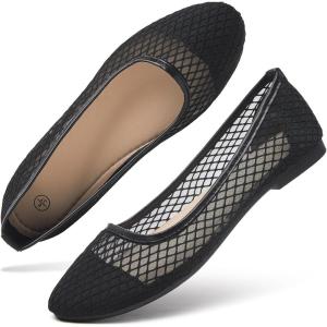 imagehash bubbie Womens Flats Shoes Ballet Flats Womens Knit Mesh Washable Dress Shoes Comfortable Slip on Loafers for Women Breathable Business Casual ShoesBlack