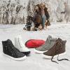 imagehash bubbie Womens High top Sneakers Lace up PU Leather Fashion Shoes Black Boots Fuzzy Ankle Booties with ZipperWhite