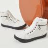 imagehash bubbie Womens High top Sneakers Lace up PU Leather Fashion Shoes Black Boots Fuzzy Ankle Booties with ZipperWhite