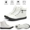 imagehash bubbie Womens High top Sneakers Lace up PU Leather Fashion Shoes Black Boots Fuzzy Ankle Booties with ZipperWhite