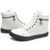 imagehash bubbie Womens High top Sneakers Lace up PU Leather Fashion Shoes Black Boots Fuzzy Ankle Booties with ZipperWhite
