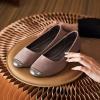 imagehash bubbie Womens Flats Shoes Ballet Flats Womens Round Toe Memory Foam Comfortable Dress Shoes Faux Suede Slip on Loafers for WomenCoffee Grey