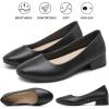 imagehash bubbie Womens Loafers Slip on Shoes Chunky Low Block Heels Closed Toe Pumps Shoes Office Shoes Ladies Elegant Wedding Dress ShoesBlack