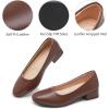 imagehash bubbie Womens Loafers Slip on Shoes Chunky Low Block Heels Closed Toe Pumps Shoes Office Shoes Ladies Elegant Wedding Dress ShoesBrown