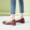 imagehash bubbie Womens Loafers Slip on Shoes Chunky Low Block Heels Closed Toe Pumps Shoes Office Shoes Ladies Elegant Wedding Dress ShoesBrown
