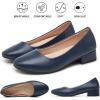 imagehash bubbie Womens Loafers Slip on Shoes Chunky Low Block Heels Closed Toe Pumps Shoes Office Shoes Ladies Elegant Wedding Dress ShoesNavy
