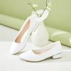 imagehash bubbie Womens Loafers Slip on Shoes Chunky Low Block Heels Closed Toe Pumps Shoes Office Shoes Ladies Elegant Wedding Dress ShoesWhite