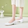 imagehash bubbie Womens Loafers Slip on Shoes Chunky Low Block Heels Closed Toe Pumps Shoes Office Shoes Ladies Elegant Wedding Dress ShoesWhite
