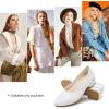 imagehash bubbie Womens Loafers Slip on Shoes Chunky Low Block Heels Closed Toe Pumps Shoes Office Shoes Ladies Elegant Wedding Dress ShoesWhite