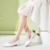 imagehash bubbie Womens Loafers Slip on Shoes Chunky Low Block Heels Closed Toe Pumps Shoes Office Shoes Ladies Elegant Wedding Dress ShoesWhite