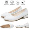imagehash bubbie Womens Loafers Slip on Shoes Chunky Low Block Heels Closed Toe Pumps Shoes Office Shoes Ladies Elegant Wedding Dress ShoesWhite