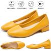 imagehash bubbie Womens Loafers Slip on Shoes Chunky Low Block Heels Closed Toe Pumps Shoes Office Shoes Ladies Elegant Wedding Dress ShoesYellow