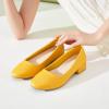 imagehash bubbie Womens Loafers Slip on Shoes Chunky Low Block Heels Closed Toe Pumps Shoes Office Shoes Ladies Elegant Wedding Dress ShoesYellow