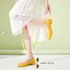 imagehash bubbie Womens Loafers Slip on Shoes Chunky Low Block Heels Closed Toe Pumps Shoes Office Shoes Ladies Elegant Wedding Dress ShoesYellow