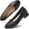 imagehash bubbie Womens Loafers Slip on Shoes Chunky Low Block Heels Closed Toe Pumps Shoes Office Shoes Ladies Elegant Wedding Dress ShoesBlack