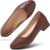 imagehash bubbie Womens Loafers Slip on Shoes Chunky Low Block Heels Closed Toe Pumps Shoes Office Shoes Ladies Elegant Wedding Dress ShoesBrown