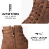 imagehash bubbie Womens Waterproof Ankle Boots Non Slip Combat Boots Black Fuzzy Winter Boots White Lace up Snow Boots for women Fall Boots with ZipperBrown