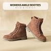 imagehash bubbie Womens Waterproof Ankle Boots Non Slip Combat Boots Black Fuzzy Winter Boots White Lace up Snow Boots for women Fall Boots with ZipperBrown