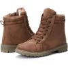 imagehash bubbie Womens Waterproof Ankle Boots Non Slip Combat Boots Black Fuzzy Winter Boots White Lace up Snow Boots for women Fall Boots with ZipperBrown