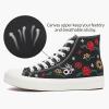 imageTUOPIN Womens High Top Canvas Sneakers  White and Black Fashion Embroidery Casual Walking Shoes for Women Comfortable Breathable LaceUp Tennis ShoesBlack
