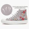 imageTUOPIN Womens High Top Canvas Sneakers  White and Black Fashion Embroidery Casual Walking Shoes for Women Comfortable Breathable LaceUp Tennis ShoesGrey