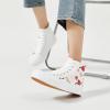 imageTUOPIN Womens High Top Canvas Sneakers  White and Black Fashion Embroidery Casual Walking Shoes for Women Comfortable Breathable LaceUp Tennis ShoesWhite